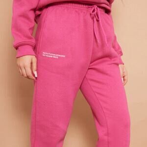 PrettyLittleThings EST 2012 Jogger Women Size X-Small Hot Pink Elastic Waistband